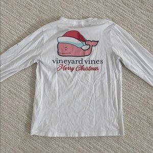 Kids Vineyard Vines White Long Sleeve Christmas Tee Size M